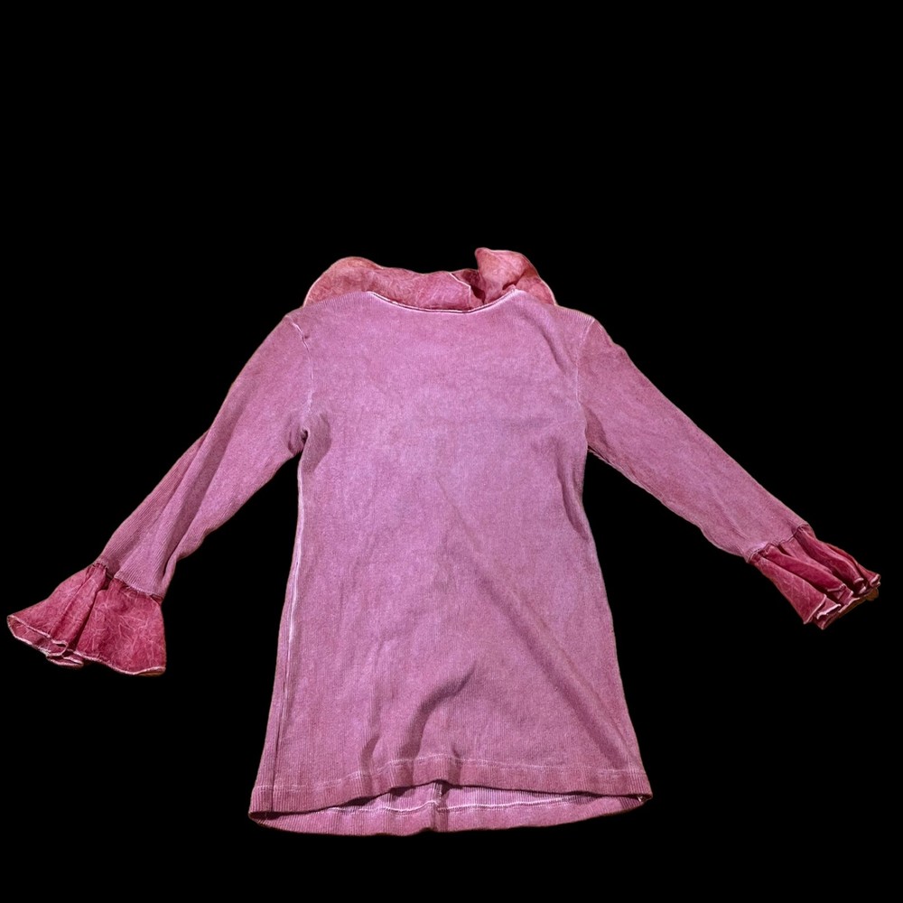 Soft Surroundings Blouse Women's XS Pink 3/4 Sleeve Ruffles - Picture 2 of 15